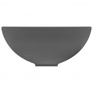 Chiuvetă baie lux, gri închis mat, 32,5x14 cm, ceramică, rotund - Img 4