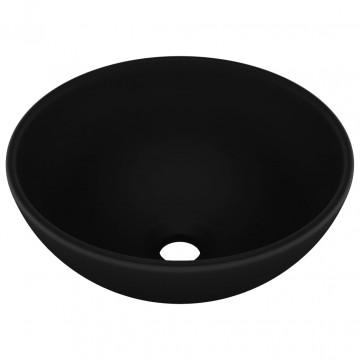 Chiuvetă baie lux, negru mat, 32,5x14 cm, ceramică, rotund - Img 2