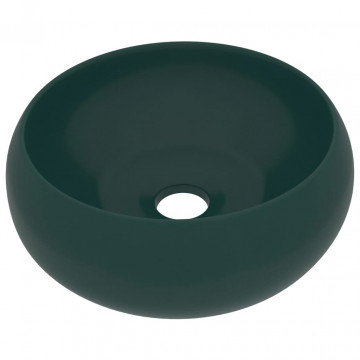 Chiuvetă baie lux verde închis mat 40x15 cm ceramică rotund - Img 2