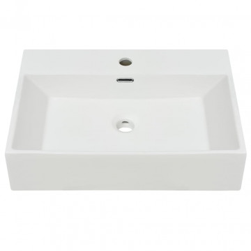 Chiuvetă cu orificiu robinet, ceramică 60,5x42,5x14,5 cm, alb - Img 3