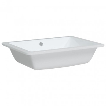 Chiuvetă de baie, alb, 55,5x40x18,5 cm, pătrată, ceramică - Img 3