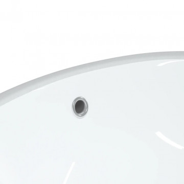 Chiuvetă de baie albă 37x31x17,5 cm, ovală, ceramică - Img 7