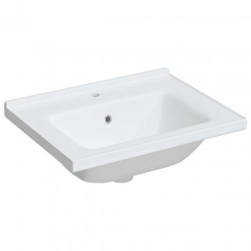 Chiuvetă de baie albă 61x48x19,5 cm, ovală, ceramică - Img 2