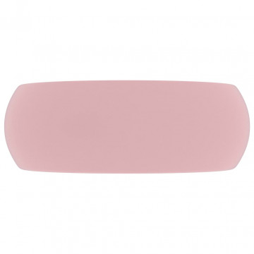 Chiuvetă de baie lux roz mat 40x15 cm ceramică rotund - Img 4