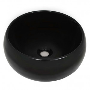 Chiuvetă de baie rotundă, negru, 40 x 15 cm, ceramică - Img 2