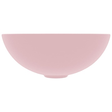Chiuvetă de baie, roz mat, ceramică, rotund - Img 3
