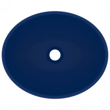 Chiuvetă de lux, albastru mat, 40x33 cm, ceramică, formă ovală - Img 4