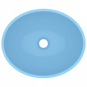 Chiuvetă de lux, albastru mat, 40x33 cm, ceramică, formă ovală - Img 4