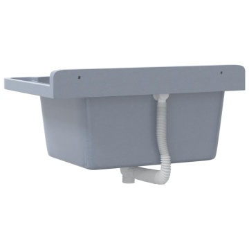 Chiuvetă lavoar pentru montare pe perete gri 60x40x28 cm rășină - Img 5
