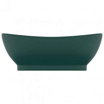 Chiuvetă lux preaplin verde închis mat 58,5x39 cm ceramică oval - Img 3