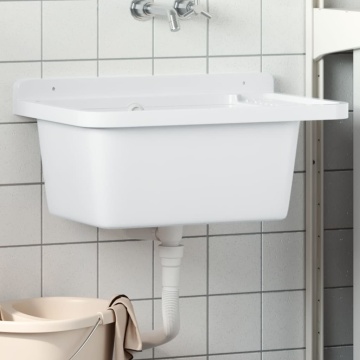 Chiuvetă utilitară cu montare pe perete alb 60x40x28 cm rășină - Img 1