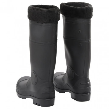 Cizme de ploaie cu șosete detașabile, negru, mărime 40, PVC - Img 7