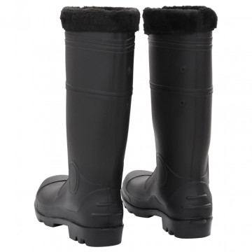 Cizme de ploaie cu șosete detașabile, negru, mărime 46, PVC - Img 8
