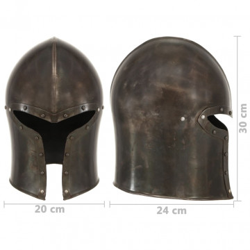 Coif cavaler medieval antic, jocuri pe roluri, argintiu, oțel - Img 7