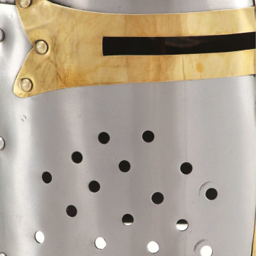 Coif de cavaler medieval antichizat joc rol, argintiu, oțel - Img 6