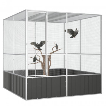 Colivie păsări antracit 213,5x217,5x211,5 cm oțel galvanizat - Img 2