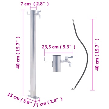 Coloană de apă de grădină, 40 cm, oțel inoxidabil, rotund - Img 6