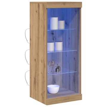 Comodă cu Lumini LED Stejar Artisan 41x37x100 cm - Img 3