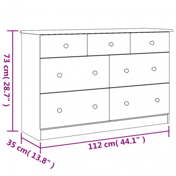 Comodă cu sertare ALTA, 112x35x73 cm, lemn masiv de pin - Img 7