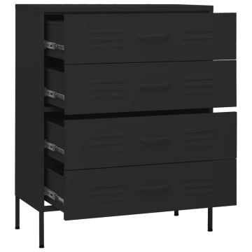 Comodă cu sertare, negru, 80x35x101,5 cm, oțel - Img 5