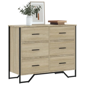 Comodă cu sertare, stejar sonoma 91x35,5x74,5 cm lemn prelucrat - Img 1