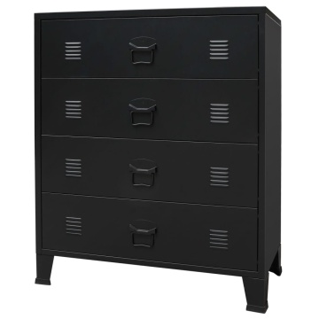 Comodă sertare, metal, stil industrial, 78x40x93 cm, negru - Img 2
