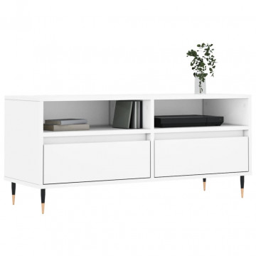 Comodă TV, alb, 100x34,5x44,5 cm, lemn prelucrat - Img 3