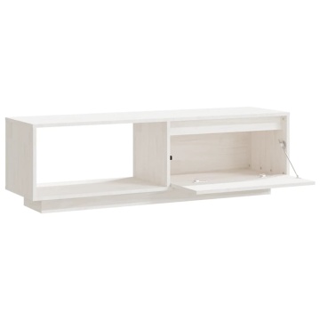 Comodă TV, alb, 110x30x33,5 cm, lemn masiv de pin - Img 6