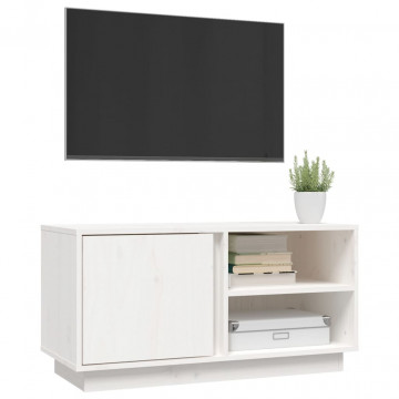 Comodă TV, alb, 80x35x40,5 cm, lemn masiv de pin - Img 4