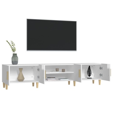 Comodă TV, alb extralucios, 180x31,5x40 cm, lemn prelucrat - Img 8