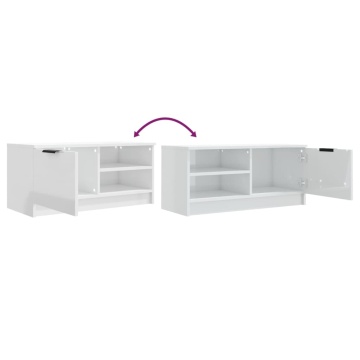 Comodă TV, alb extralucios, 80x35x36,5 cm, lemn prelucrat - Img 7