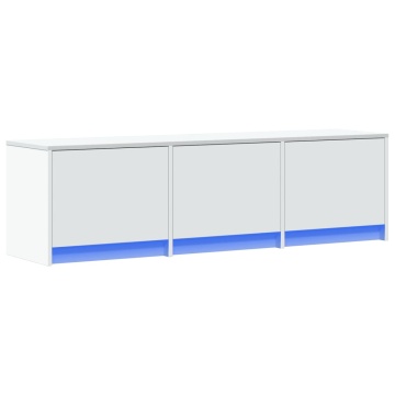 Comodă TV cu LED, alb, 140x34x40 cm, lemn prelucrat - Img 3