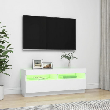 Comodă TV cu lumini LED, alb, 100x35x40 cm - Img 4