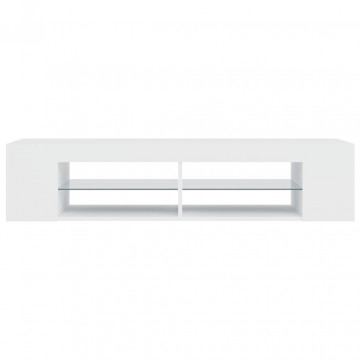 Comodă TV cu lumini LED, alb, 135x39x30 cm - Img 7