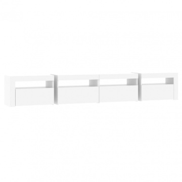Comodă TV cu lumini LED, alb, 240x35x40 cm - Img 7