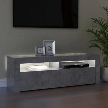 Comodă TV cu lumini LED, gri beton, 120x35x40 cm - Img 4