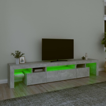 Comodă TV cu lumini LED, gri beton, 215x36,5x40cm - Img 4