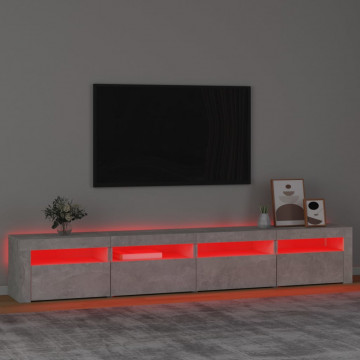 Comodă TV cu lumini LED, gri beton, 240x35x40 cm - Img 8
