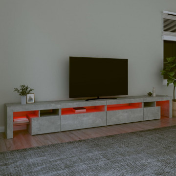 Comodă TV cu lumini LED, gri beton, 290x36,5x40 cm - Img 8