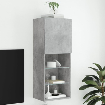 Comodă TV cu lumini LED, gri beton, 40,5x30x102 cm - Img 1