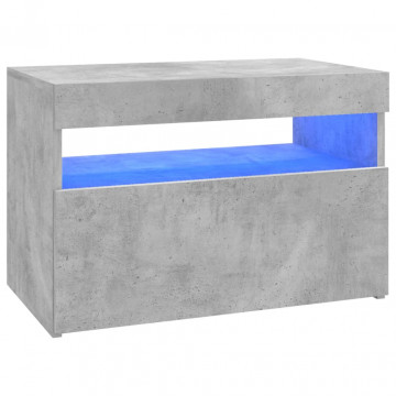 Comodă TV cu lumini LED, gri beton, 60x35x40 cm - Img 2