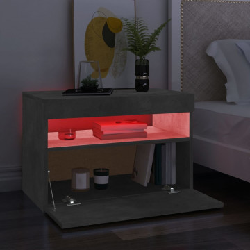 Comodă TV cu lumini LED, gri beton, 60x35x40 cm - Img 8