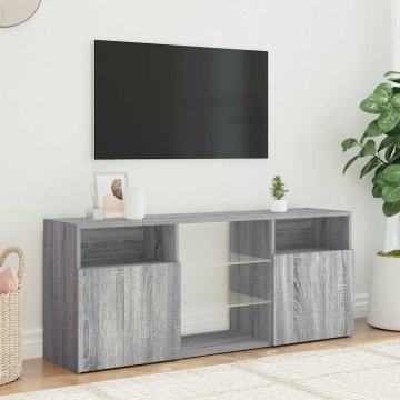 Comodă TV cu lumini LED, gri sonoma, 120x30x50 cm - Img 4