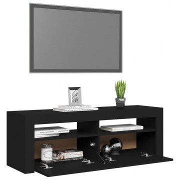 Comodă TV cu lumini LED, negru, 120x35x40 cm - Img 6