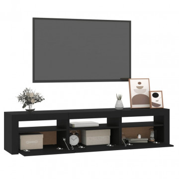 Comodă TV cu lumini LED, negru, 180x35x40 cm - Img 5