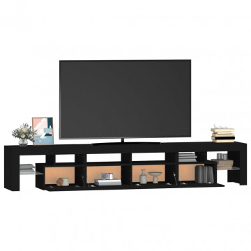 Comodă TV cu lumini LED, negru, 230x36,5x40 cm - Img 5