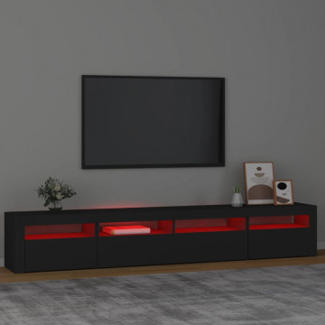 Comodă TV cu lumini LED, negru, 240x35x40cm - Img 8