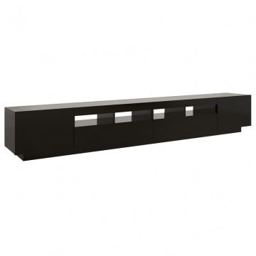 Comodă TV cu lumini LED, negru, 260x35x40 cm - Img 6