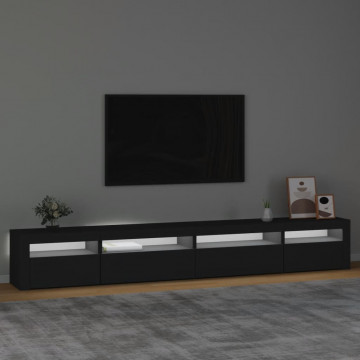 Comodă TV cu lumini LED, negru, 270x35x40 cm - Img 3