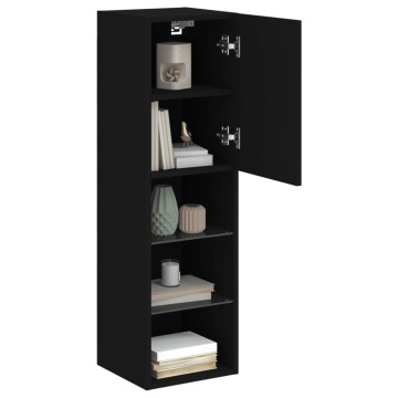 Comodă TV cu lumini LED, negru, 30,5x30x102 cm - Img 5